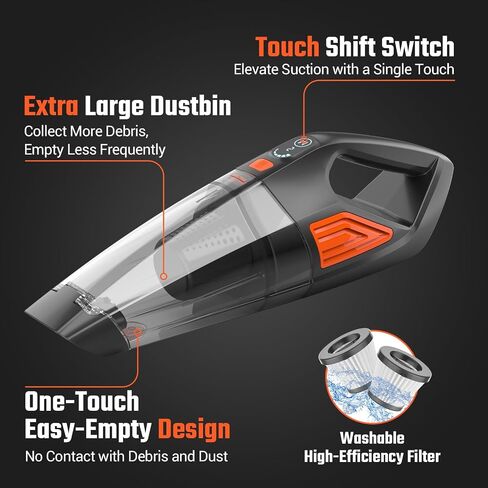 Handheld Vacuum Cordless Car Vacuum, Dust Buster Hand Vcauum Rechargeable with Large-Capacity Battery, Lightweight Rechargeable Powerful Portable Vacuum for Car, Home and Pet Hair in Saudi Arabia