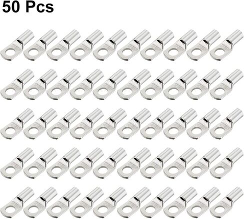 uxcell Copper Wire Lugs,3AWG SC25-8,Bolt Hole,Battery Cable Ends Eyelets Crimp Tubular Ring Terminals Connectors Silver Tone 50Pcs in Saudi Arabia