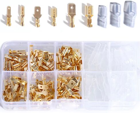2.8/4.8/6.3mm Female Male Spade Crimp Connectors Electrical Lugs Terminal Insulating Wire Quick Splice Assortment Kit Wound Plug Crimping Spring Insert Wire Cold Pressing Wiring Cable in Saudi Arabia