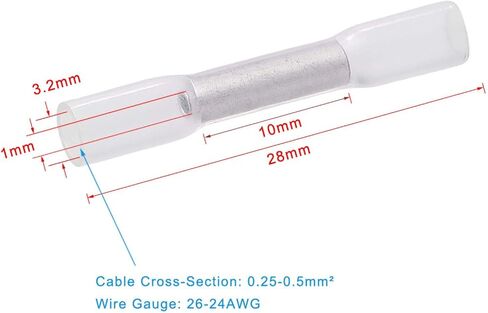 Heat Shrink Butt Connectors,100pcs 26-24AWG Waterproof Insulated Heat Shrink Butt Connectors Electrical Wire Crimp Terminals Kits of Marine Automotive Copper in Saudi Arabia