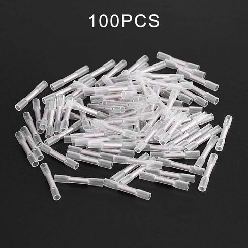 Heat Shrink Butt Connectors,100pcs 26-24AWG Waterproof Insulated Heat Shrink Butt Connectors Electrical Wire Crimp Terminals Kits of Marine Automotive Copper in Saudi Arabia