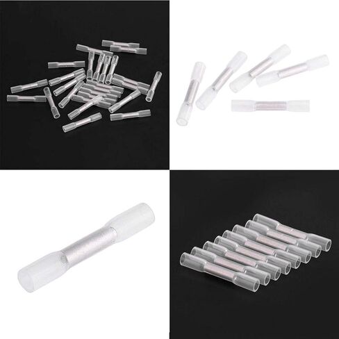 Heat Shrink Butt Connectors,100pcs 26-24AWG Waterproof Insulated Heat Shrink Butt Connectors Electrical Wire Crimp Terminals Kits of Marine Automotive Copper in Saudi Arabia