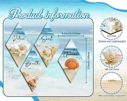 ديكور جدار الحمام، شاطئ المحيط، الاسترخاء، الاسترخاء، نقع التنفس، جدار الفن المزرعة، لوحة خشبية ريفية، علامة مطبوعة خشبية عتيقة، ديكور سبا للحمام (الماس) in Kuwait