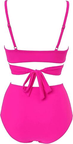 Women's Bikini Two Piece Swimsuit Front Cross Back Lace Up Adjustable Bathing Suit in Saudi Arabia
