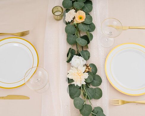 مفرش طاولة من التول الأبيض اللامع مقاس 27 بوصة × 10 أقدام (3.3 ياردة) للعطلات وتزيين الزفاف والحفلات والديكور اليومي in Kuwait