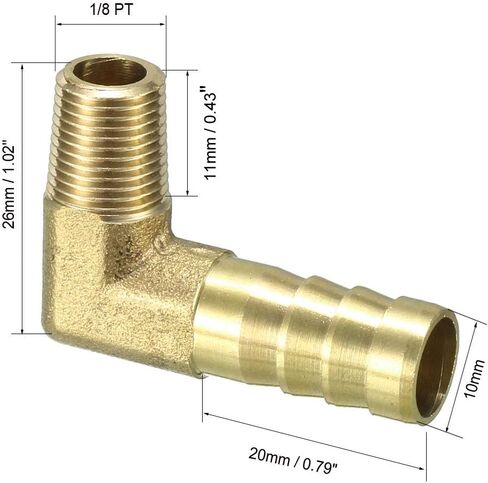 uxcell Brass Barb Hose Fitting 90 Degree Elbow 8mm Barbed x 1/8 PT Male Connector in Saudi Arabia