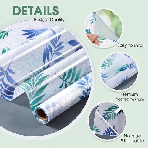 bofeifs Window Privacy Film Frosted Glass Window Film Static Cling Blinds Decorative Window Film Anti-UV Privacy Film for Glass Windows Stained Glass Window Film for Home Office 35.4 x 78.7 Inch in Kuwait