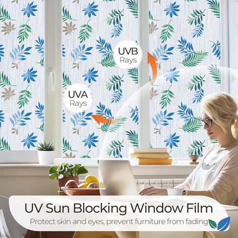 bofeifs Window Privacy Film Frosted Glass Window Film Static Cling Blinds Decorative Window Film Anti-UV Privacy Film for Glass Windows Stained Glass Window Film for Home Office 35.4 x 78.7 Inch in Kuwait