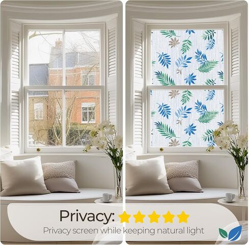 bofeifs Window Privacy Film Frosted Glass Window Film Static Cling Blinds Decorative Window Film Anti-UV Privacy Film for Glass Windows Stained Glass Window Film for Home Office 35.4 x 78.7 Inch in Kuwait