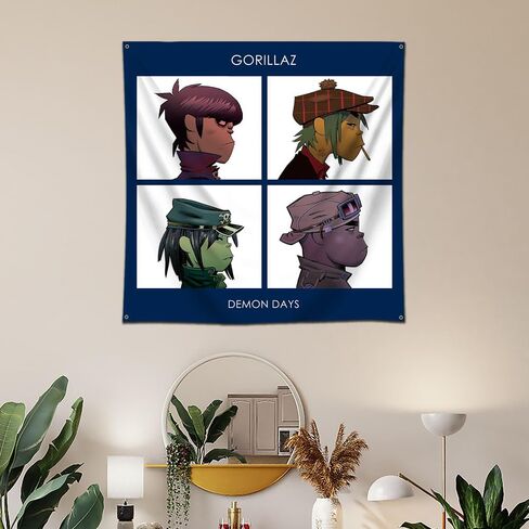 ENMOON Gorillazs (Demon Days) Album Flag Tapestry College Dorm Man Cave Home Bedroon Wall Decoration in Kuwait