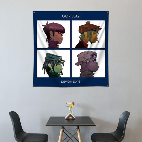 ENMOON Gorillazs (Demon Days) Album Flag Tapestry College Dorm Man Cave Home Bedroon Wall Decoration in Kuwait