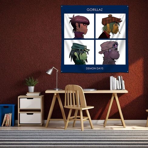 ENMOON Gorillazs (Demon Days) Album Flag Tapestry College Dorm Man Cave Home Bedroon Wall Decoration in Kuwait