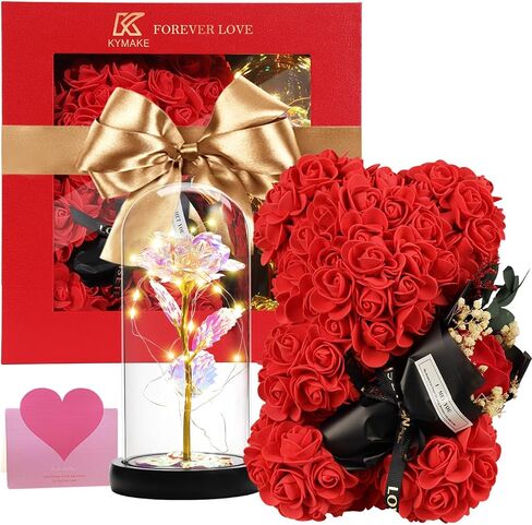 Valentines Day Gifts for Her Rose Bear Romantic Valentines Day Gifts for Girlfriend Wife,Rose Teddy Bear Women Gifts, Flower Bear with Rose Bouquet Teddy Bear Valentines Day in Saudi Arabia