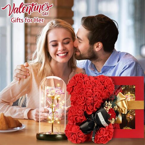 Valentines Day Gifts for Her Rose Bear Romantic Valentines Day Gifts for Girlfriend Wife,Rose Teddy Bear Women Gifts, Flower Bear with Rose Bouquet Teddy Bear Valentines Day in Saudi Arabia
