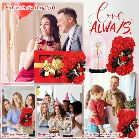Valentines Day Gifts for Her Rose Bear Romantic Valentines Day Gifts for Girlfriend Wife,Rose Teddy Bear Women Gifts, Flower Bear with Rose Bouquet Teddy Bear Valentines Day in Saudi Arabia
