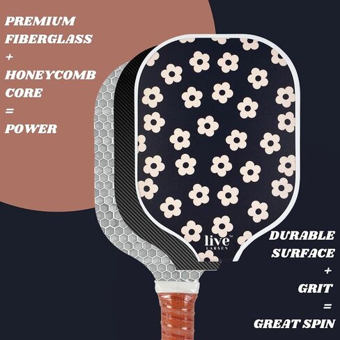 Premium Pickleball Paddle Racket - Durable Fiberglass - Honeycomb Core - Awesome Pop & Spin - Sweatproof Grip - Free Cover - Performance w. Personality - Women - Men in Saudi Arabia