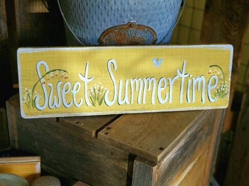 Vintage Primitive Funny farmhouse Decor Sweet Summertime,Rustic Summer Decor Decoration For Door Home Garden Living Room kitchen Store Cafes Gate Garage Club Bar Wood Sign 4x16 Inch, CQQ-G133 in Saudi Arabia