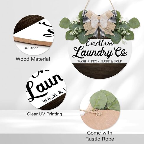 TOARTI علامة الغسيل الخشبية غرفة الغسيل علامة الخشب علامات الغسيل لغرفة الغسيل علامة معلقة الحمام الحمام الجدار الديكور in Kuwait