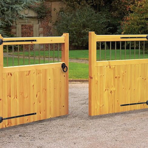 مفصلات أبواب سوداء لتحسين المنزل - حزمة من مفصلات أبواب مقاس 18 بوصة باللون الأسود غير اللامع - مفصلات أبواب الحظيرة بسمك 4 مم تشتمل على 12 براغي تثبيت مطلية باللون الأسود - مفصلة بوابة حديدية شديدة التحمل in Kuwait