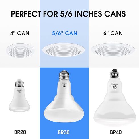 Energetic 6 Pack 75W BR30 LED Recessed Light Bulb, Dimmable, 900 Lumens, 2700K Soft White, E26 Base, Indoor Flood Light for 5/6 Inch Cans, UL Listed in Saudi Arabia
