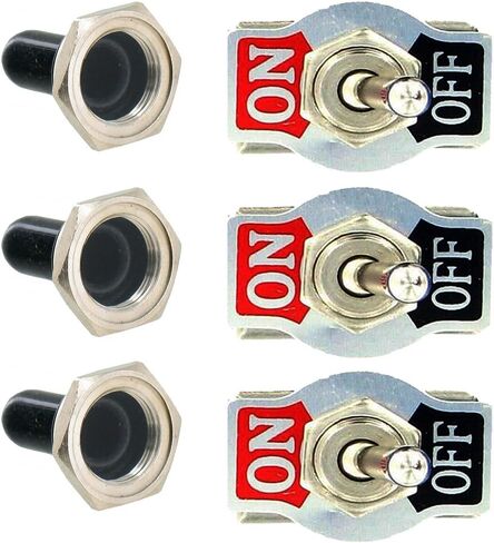3 X Heavy Duty 20A 125V 15A 250V DPST 4 Terminal Pin ON/OFF Rocker Toggle Switch Flick Metal Waterproof Cap Knob in Kuwait