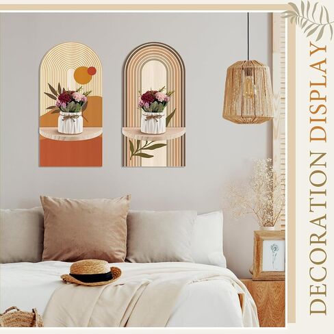 2 Pcs Boho Wall Shelves Rainbow Arched Wall Shelf Wooden Hanging Shelves Wall Mount Arch Shelf for Bathroom Bedroom Classroom Office Nursery Wall Decoration Display in Saudi Arabia