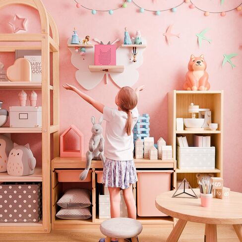 Butterfly Tonie Shelf for Tonie and Tonie Box - White Magnetic Tonie Wooden Floating Shelf for Tonie Storage, Cute Tonie Wall Shelf for 8-12 Tonie Figures,Tonie Box Shelf Wall Mounted for Kids in Saudi Arabia