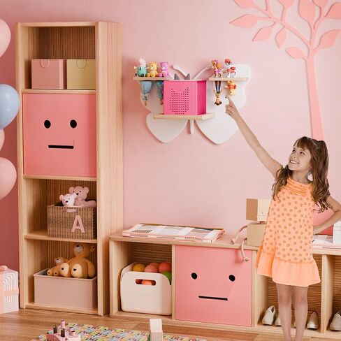 Butterfly Tonie Shelf for Tonie and Tonie Box - White Magnetic Tonie Wooden Floating Shelf for Tonie Storage, Cute Tonie Wall Shelf for 8-12 Tonie Figures,Tonie Box Shelf Wall Mounted for Kids in Saudi Arabia