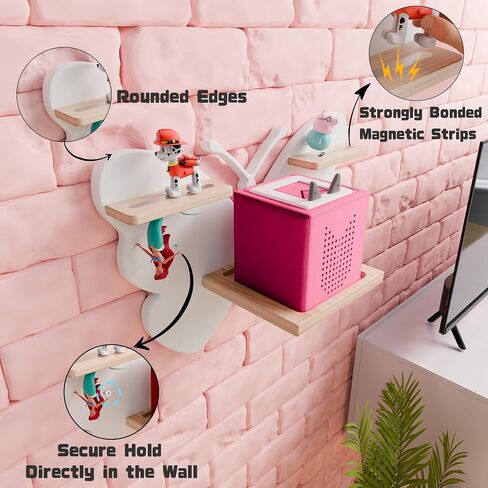 Butterfly Tonie Shelf for Tonie and Tonie Box - White Magnetic Tonie Wooden Floating Shelf for Tonie Storage, Cute Tonie Wall Shelf for 8-12 Tonie Figures,Tonie Box Shelf Wall Mounted for Kids in Saudi Arabia