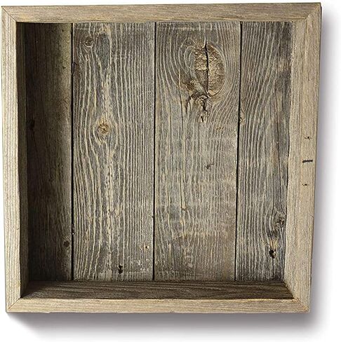 أرفف عائمة لصندوق الظل الخشبي من Rockin' Wood مع دعامة خشبية، مصنوعة من خشب الحظيرة المستصلحة، مجموعة من 3 قطع، رمادي مقاوم للطقس in Kuwait