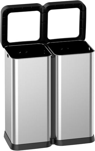 2 x 8 Gallon Dual-Bin Open Top Trash Can, Dual Compartment Garbage Can for Waste and Recycling, Stainless Steel Kitchen Trash Bin for Office, Restaurant, Commercial Use in Saudi Arabia