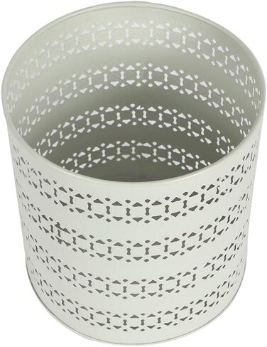 Ivory Mint Waste Basket in Metal | Trash Bin | Dustbin | Open Top Garbage Can for Bedroom, Living Room, Office, Study Room (8 x 8 x 8.5 Inch) Medium, White in Saudi Arabia