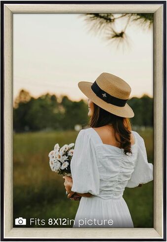 MBC MAT BOARD CENTER, 8x12 Ornate Picture Frame Without Mat to Display 8x12 Photo/Print, Tempered Glass Wall Mounting (Ornate Gold/Black) in Saudi Arabia