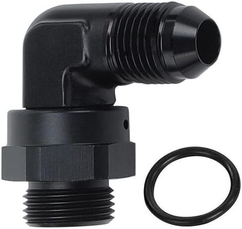 أداء التيار المتردد من الألومنيوم الأسود 90 درجة -6 ذكر مضيئة إلى -8 AN ORB O Ring Port الموضوع 3/4 × 16 محول تركيب دوار in Kuwait