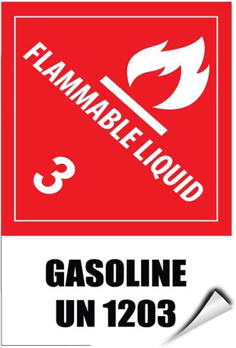 Flammable Liquid 3 Gasoline Un 1203 Hazard Sign Label Decal Sticker 5 inches x 7 inches in Saudi Arabia