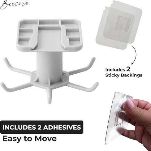 منظم خطاف تخزين دوار - تحت الخزانة أو الرف 6 خطافات لاصقة في واحد لتعليق أدوات المطبخ وحامل أدوات المجوهرات ومفاتيح الخزانة وأقنعة المنزل والمكتب وغرفة حمام الأطفال [قطعة واحدة باللون الرمادي] in Kuwait