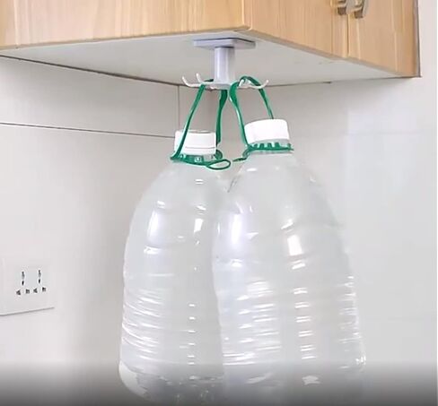 منظم خطاف تخزين دوار - تحت الخزانة أو الرف 6 خطافات لاصقة في واحد لتعليق أدوات المطبخ وحامل أدوات المجوهرات ومفاتيح الخزانة وأقنعة المنزل والمكتب وغرفة حمام الأطفال [قطعة واحدة باللون الرمادي] in Kuwait