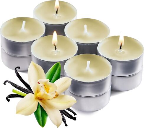 Purple Scented Tealight Candles - Pack of 12 Scented Tea Light Candles with Long Lasting Aromas - Wild Orchid Fragranced Purple Tealight Candles - 4 Hour Burn Time in Saudi Arabia