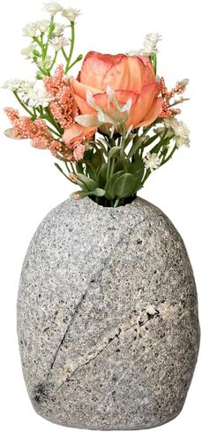 Handcrafted Stone Vase - Small Natural Stone Vase for Flowers - Elegant Home Decor and Gift Vase - Unique and Decorative Granite Stone Vase in Saudi Arabia