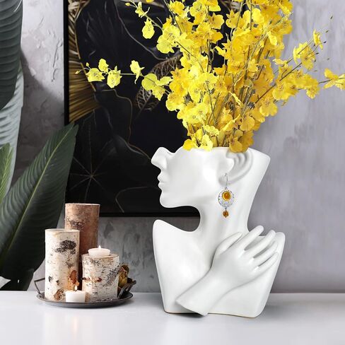 Notakia Succulent Planter Bust Vase Small Face Plante Head Face Vase Home Decoration Succulent Cactus Indoor Plant Pot (Gold) in Saudi Arabia