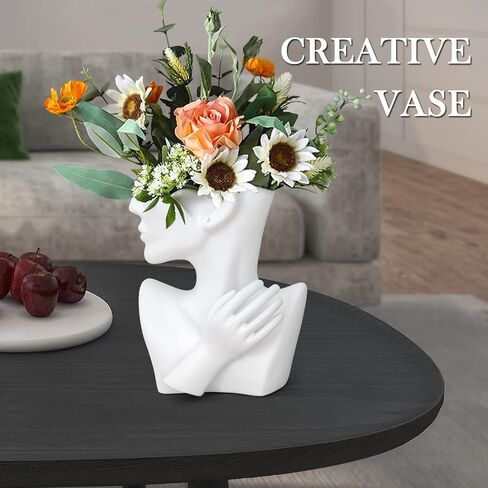 Notakia Succulent Planter Bust Vase Small Face Plante Head Face Vase Home Decoration Succulent Cactus Indoor Plant Pot (Gold) in Saudi Arabia