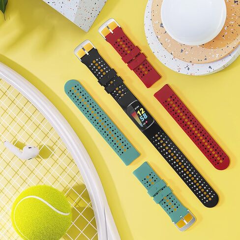 Sport Band Compatible with Fitbit Charge 5 Bands,Double Colors Fitbit Charge 5 Bands,Soft Silicone Band for Charge 5,Breathable Replacement Band for Charge 5 Bands Women Men in Kuwait