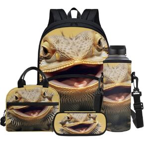 American Flag Backpacks for Kids Cow Sunflowers Pattern Back To School Bookbags Teenage Backpack with Lunchbox Pen Case Water Bottle Sleeve
