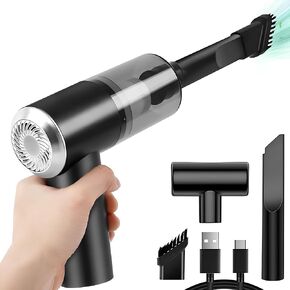 Home & Car Vacuum Cleaner, 9000Pa Vacuum Cleaner and Air Duster, 120W High Power Wet and Dry Handheld Car Vacuum Cleaner with Multi-Nozzles for Car, Home, Office and Pet, Black, 1 Piece
