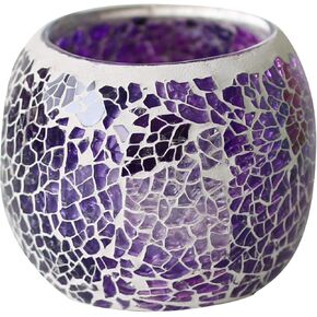 Romantic Mosaic Cracked Candle Holders(NO Candles) Wedding Dinner by Candlelight,Handmade Tea Light Holders Candlescape Bowl for Valentine's,Christmas Table Centerpiece,Party Decor (Orange)