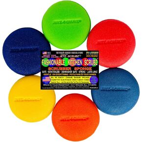 Jetz-Scrubz Fashion Rainbow Classic Round Kitchen Scrubber Sponges, Set of 6