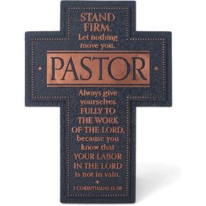 Lighthouse Christian Products Pastor Stand Firm Embossed Resin Easel Cross