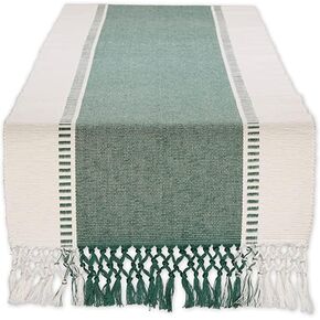 Dobby Strip Woven Natural Cotton 13 Inch X 72 Inch Table Runner These Farmhouse Style Boho Handmade with Tassel Table Runner for Dining Table Holiday Party, Dresser Decorations - French Blue