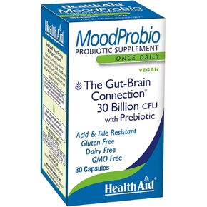 MoodProbio 30 Billion CFU With Prebiotic, Once Daily, Acid & Bile Resistant, Gluten, Dairy, and GMO Free, Vegan