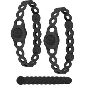 Bone Fragrance Chain Aromatherapy Diffuser Elastic Silicone Bracelet Wristbands for Woman Men, Couples, Gifting (2 Pack-Black)